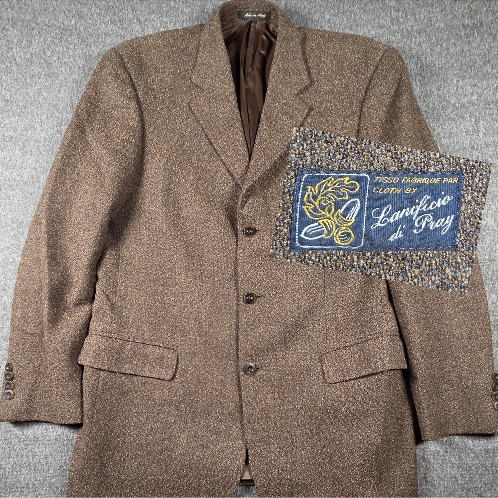 Vito Rufolo Lanificio di Pray Blazer Mens 42L Brown Sport Coat Wool Made Italy